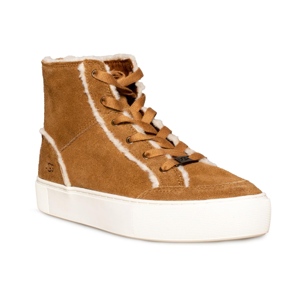 Ugg Nuray Chestnut Leather High Top Ankle Women`s Sneakers Size US 7.5/UK 5.5