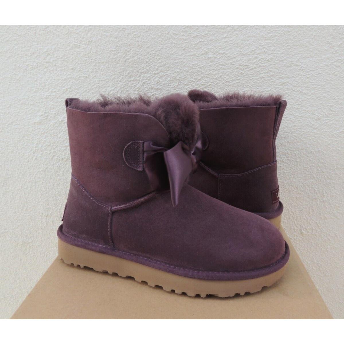 Ugg Port Gita Bow Mini Suede/ Sheepskin Winter Boots Women US 5/ Eur 36