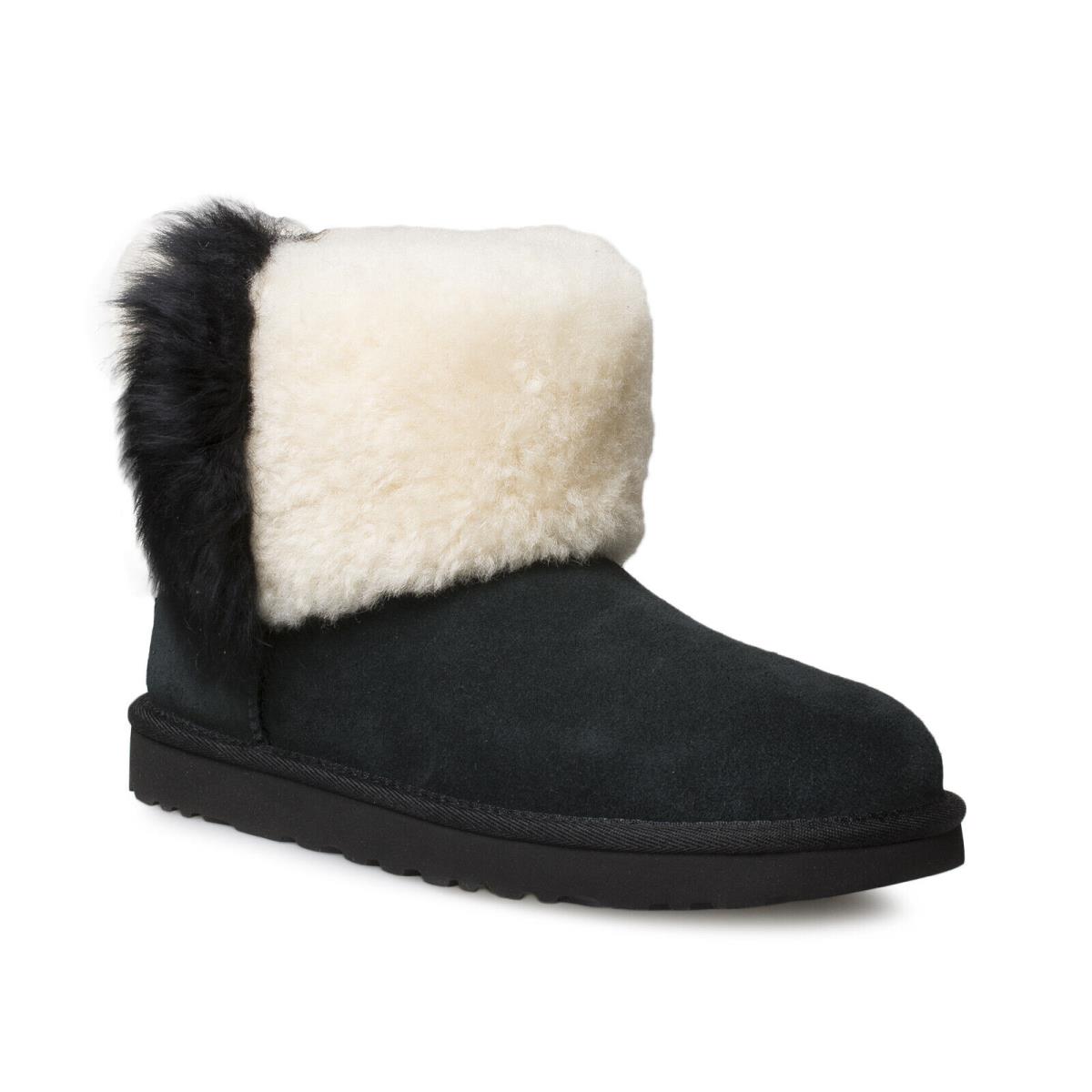 Ugg Classic Mini Wisp Black Sheepskin Cuff Ankle Women`s Boots Size US 7