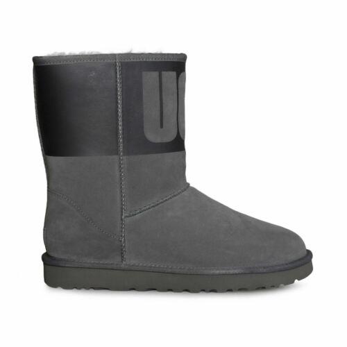 Ugg Classic Short Ugg Rubber Graphic Grey Black Leather Boots Size US 5