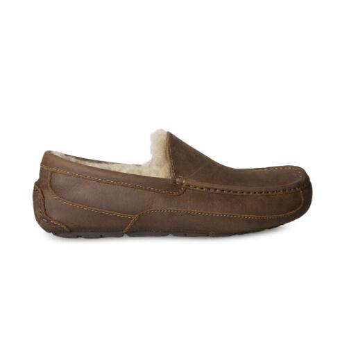 Ugg Ascot Cognac Leather Casual Slip ON Moccasin Men`s Slippers Size US 8