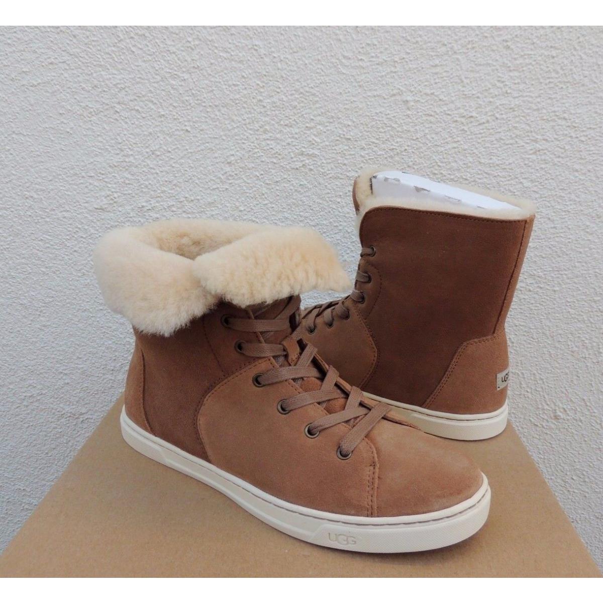 Ugg Chestnut Croft Suede Sheepskin Lined Sneaker Ankle Boots US 9/ Eur 40