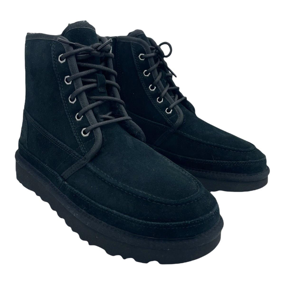 Ugg Neumel High Moc Black Suede Sheepskin Men`s Zip Lace UP Boots Size 8