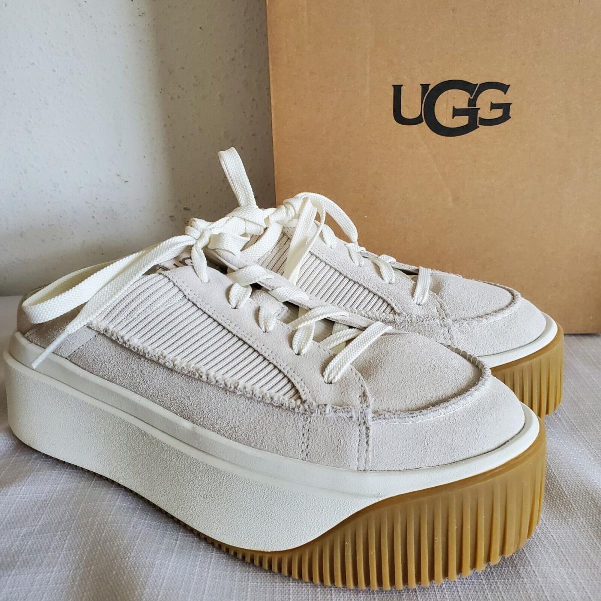 Womens 7.5 White Ugg Ez-duzzit Mule Slide Platform Trainers Sneakers 1152756