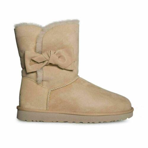 Ugg Daelynn Soft Ochre Suede Sheepskin Bow Women`s Short Boots Size US 12