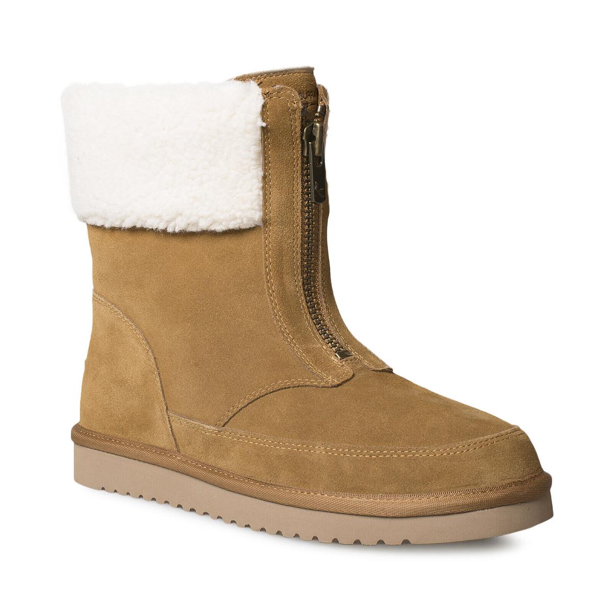 Koolaburra BY Ugg Lytta Short Chestnut Suede Fur Zipped Women`s Boots Size US 9