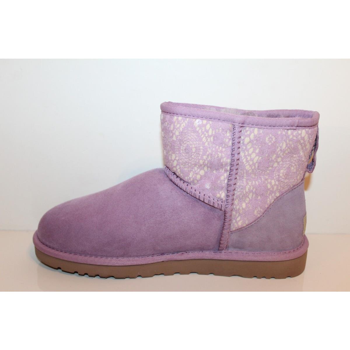 Ugg 1005696 Lmst 7 Women Classic Mini Lace Suede Sheepskin Boots Purple 7