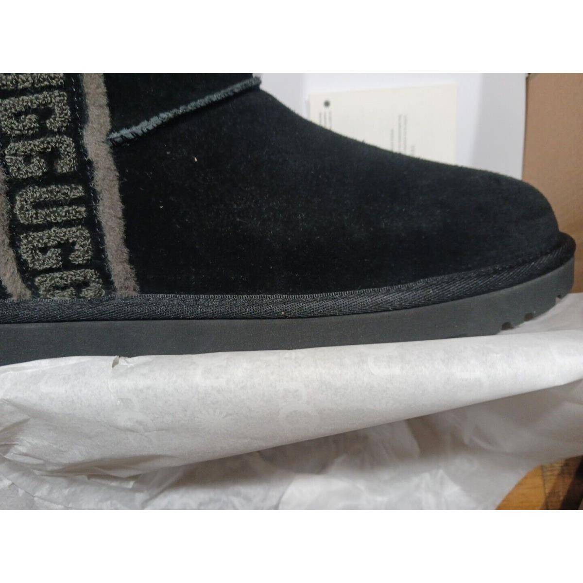 Womens Ugg Classic Mini Shearling Logo Black Sz 8.0 All Papers As Shown