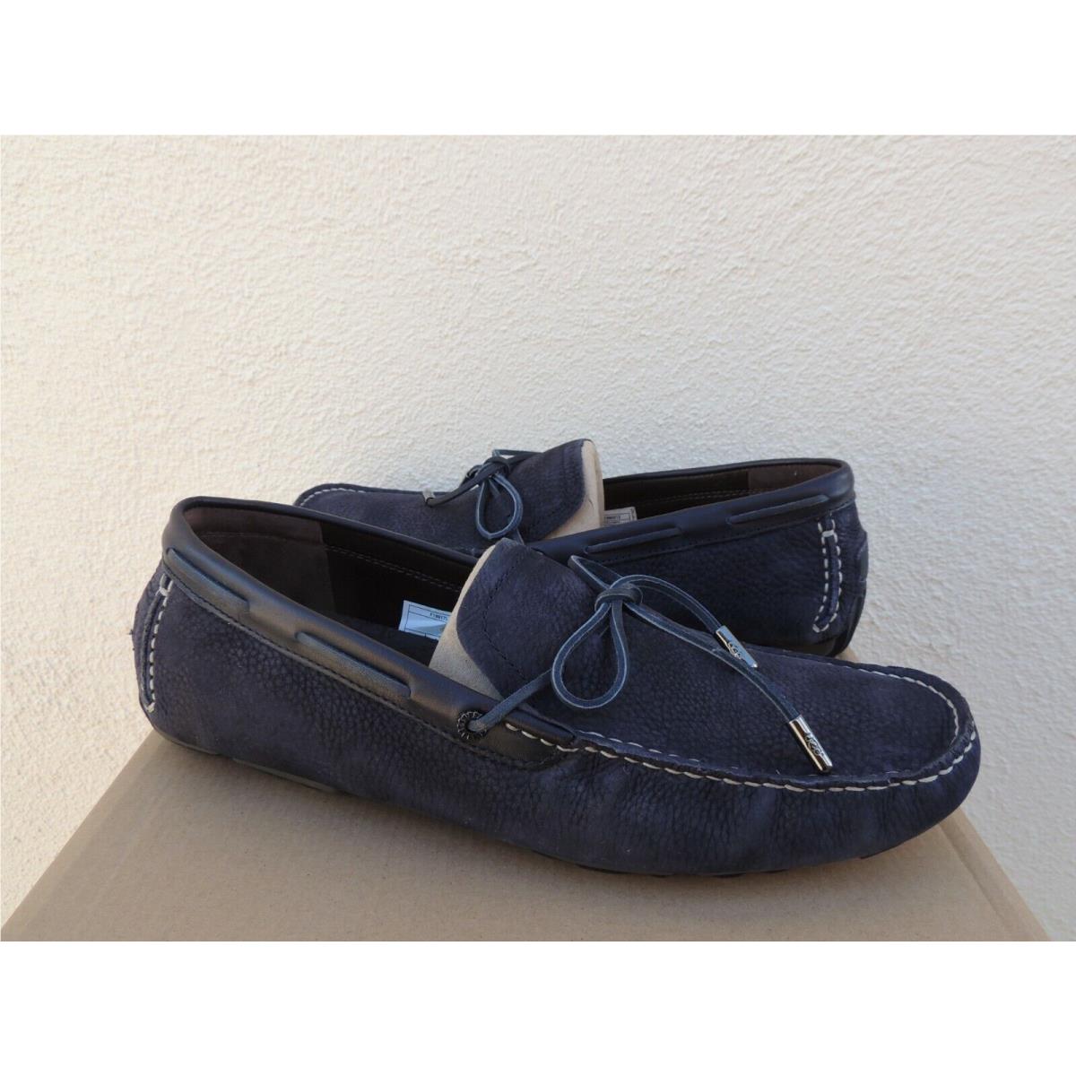 Ugg Bel Air Lace Slip-on Navy Leather Driving Loafers Men US 8/ Eur 40.5