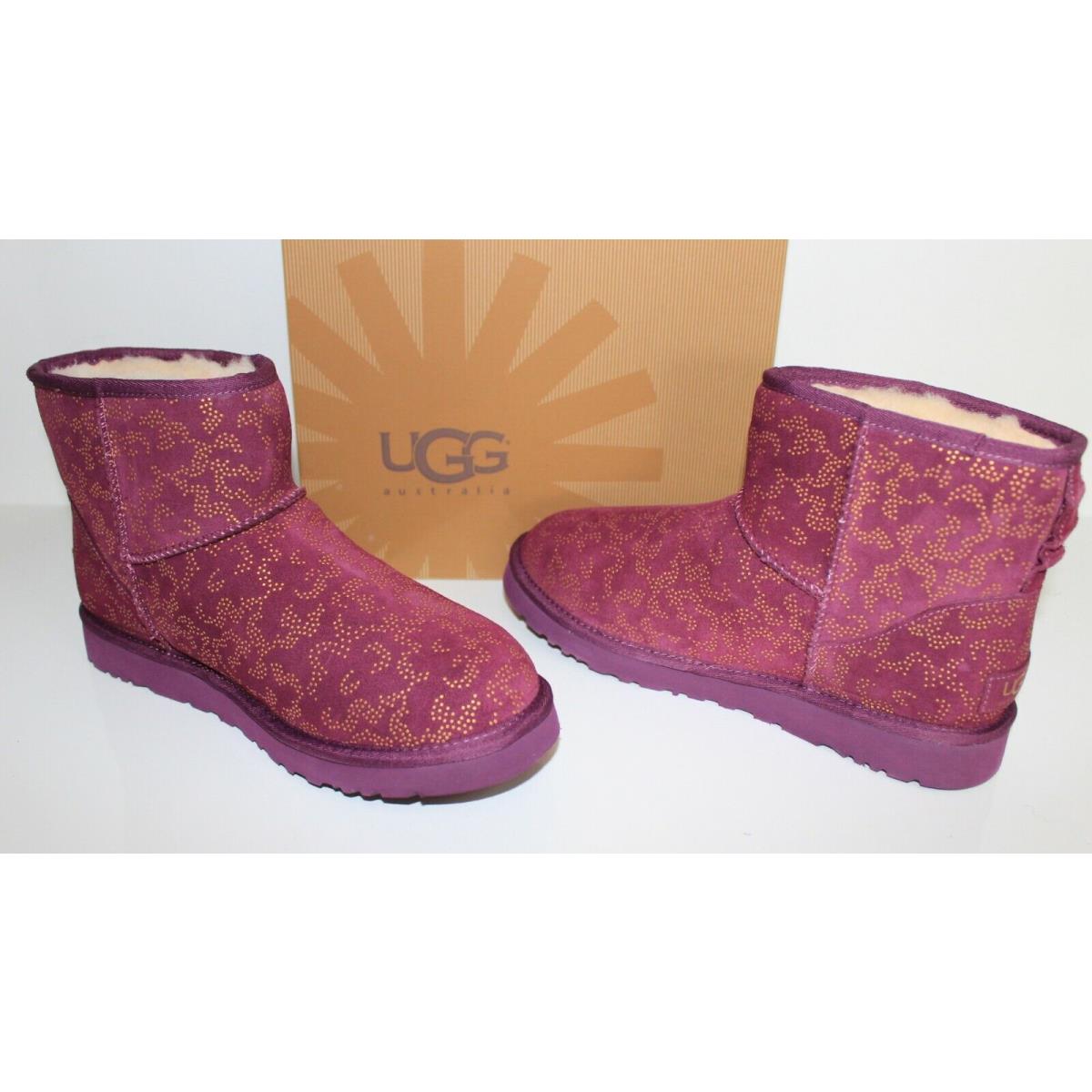 Ugg Australia 1008562 Astr 5 Women Classic Mini Metallic Sheepskin Boots Pink 5