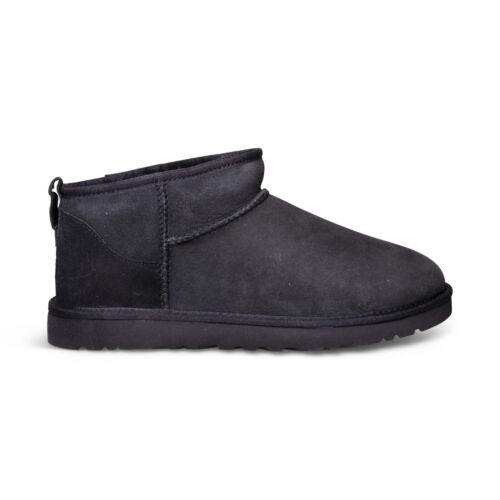 Ugg Classic Ultra Mini Black Suede Fur Winter Men`s Boots Size US 10/UK 9