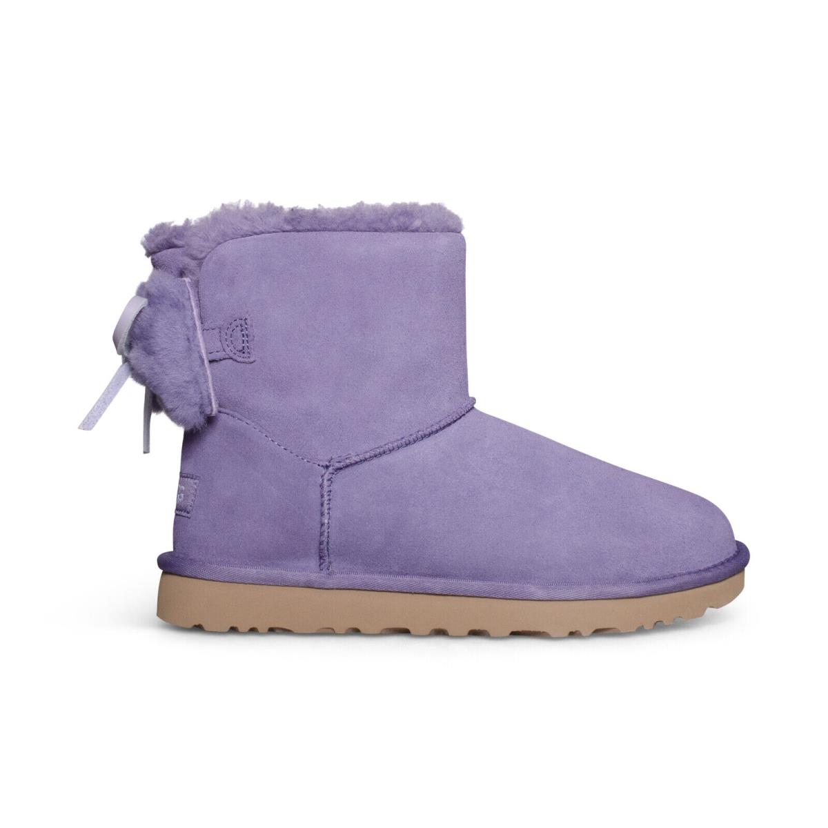 Ugg Classic Double Bow Mini Lilac Mauve Suede Ankle Women`s Boots Size US 7