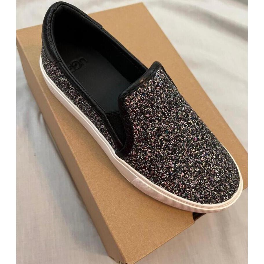 Ugg Jass Chunky Glitter Black Womens Sneakers sz 7 Slip on