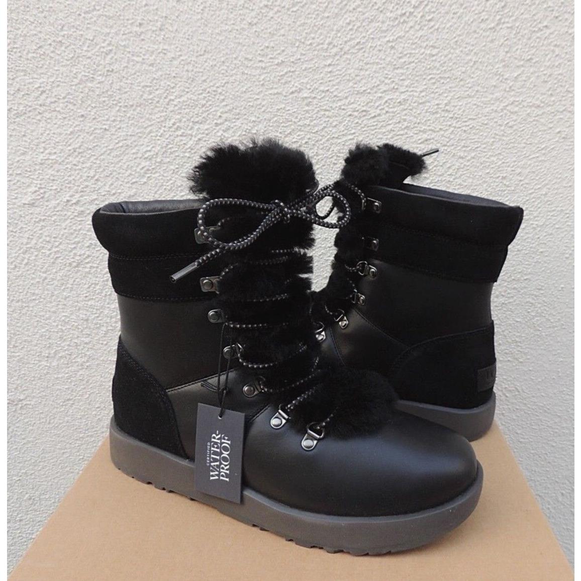 Ugg Viki Black Leather Sheepskin Waterproof Winter Boots US 6.5/ Eur 37.5