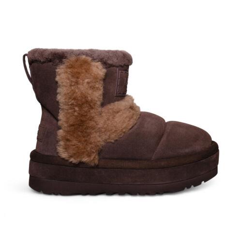 Ugg Classic Chillapeak Burnt Cedar Leather Sheepskin Women`s Boots Size US 8