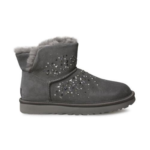 Ugg Classic Galaxy Bling Mini Charcoal Suede Sheepskin Women`s Boots Size US 10