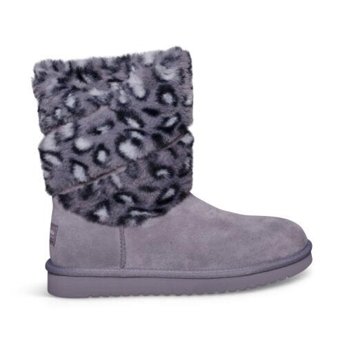 Koolaburra BY Ugg Dezi Short Leopard Pebble Suede Fur Women`s Boots Size US 7 - Pebble