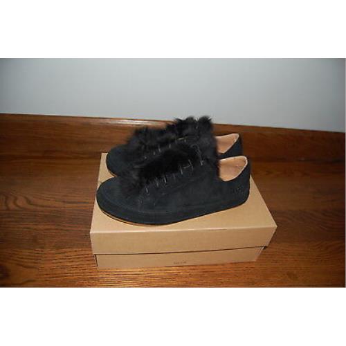 Womens Ugg Blake Fur Sz 9.5 Sneaker Suede Women`s Shoes Black