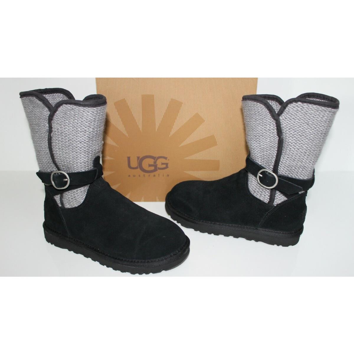 Ugg Australia 1005391 BK 5 Nyla Women Wool Suede Short Sheepskin Boot Black 5