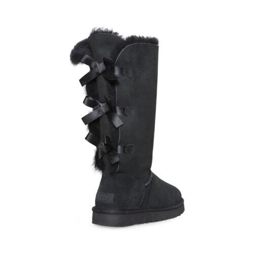 Ugg Bailey Bow Tall II Black Suede Sheepskin Boots Size US 7/UK 5.5/EU 38 - Black