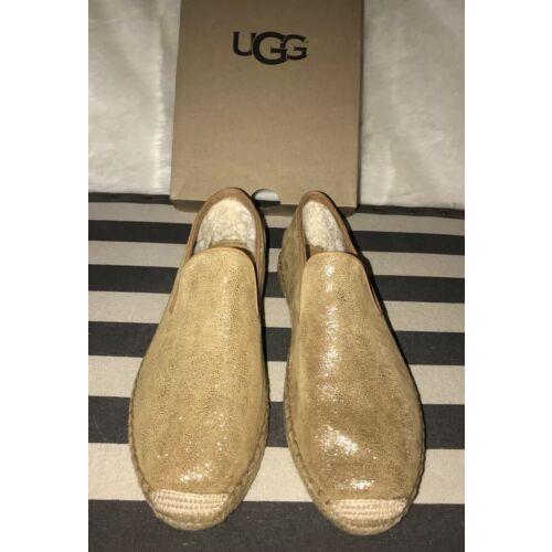 Ugg Australia Women Sandrinne II Gold Metallic Slip On Espadrille Size 11