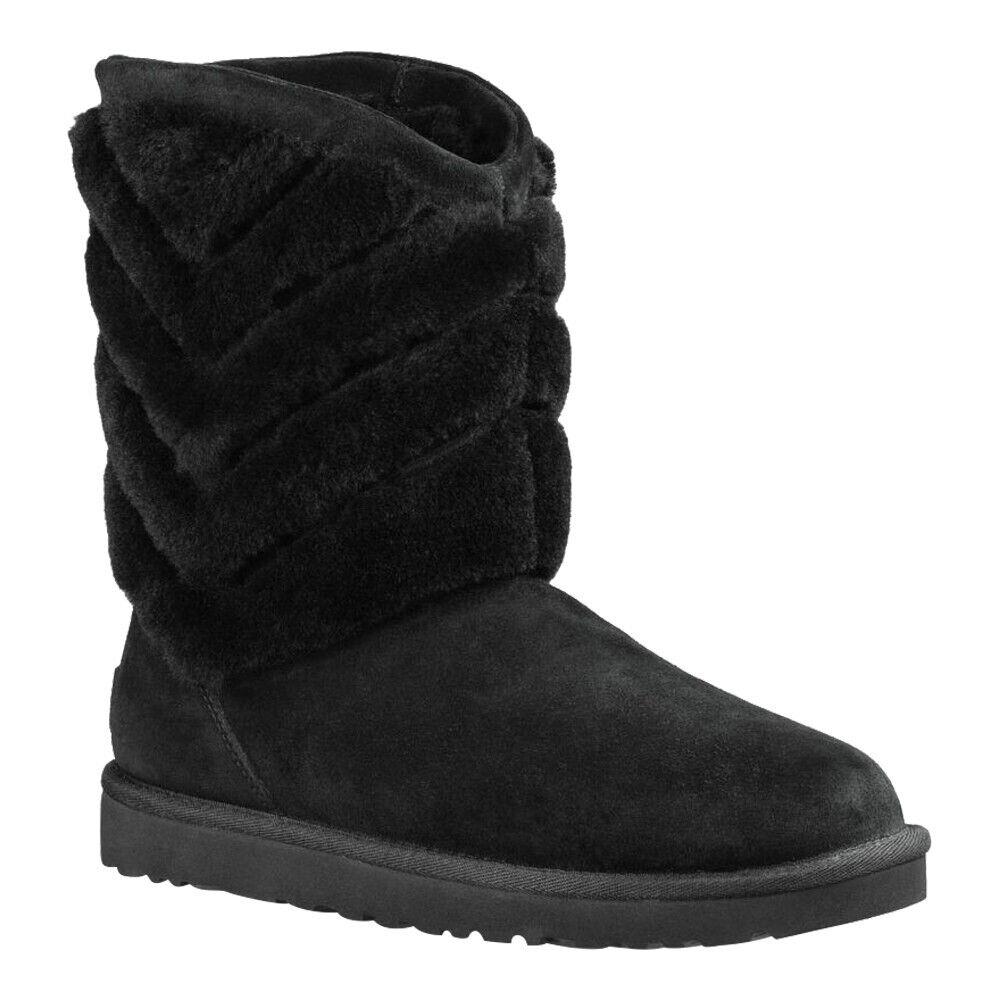 Ugg Tania Black Suede Sheepskin Cuff Short Winter Boots 1012391 Size 5