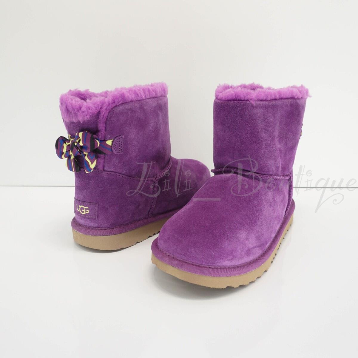 Ugg 1132719K Kids Girls Mini Bailey Bow II Galactic Purple Winter Boots Sz 5