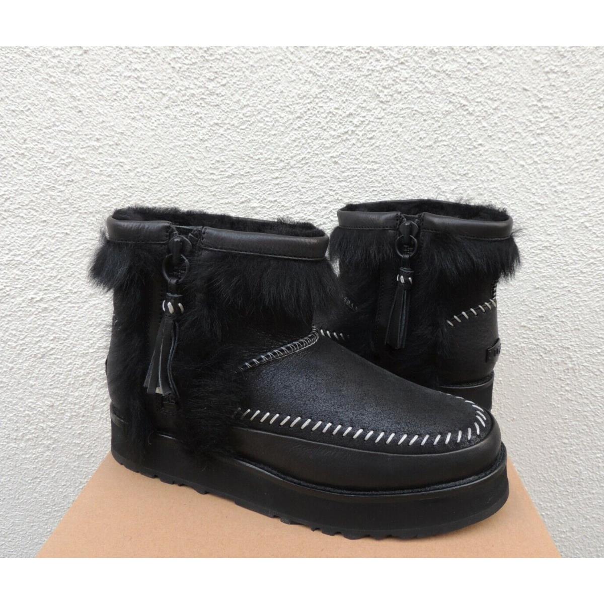 Ugg Black Bomber Fluff Punk Toscana Sheepskin Boots Women US 5/ Eur 36