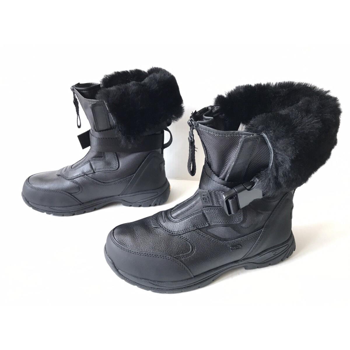 Ugg Australia Men`s Tahoe Black Leather Boots Waterproof Sheepskin. Size 7