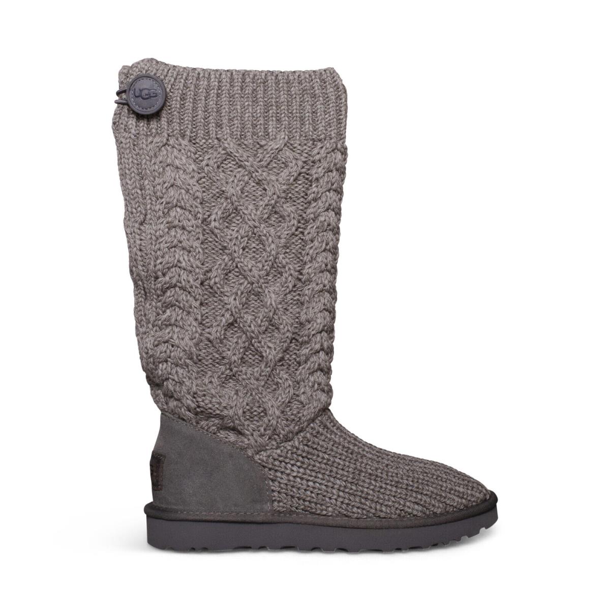 Ugg Classic Cardi Cabled Knit Grey Tall Zip Women`s Boots Size US 7/UK 5 - Gray