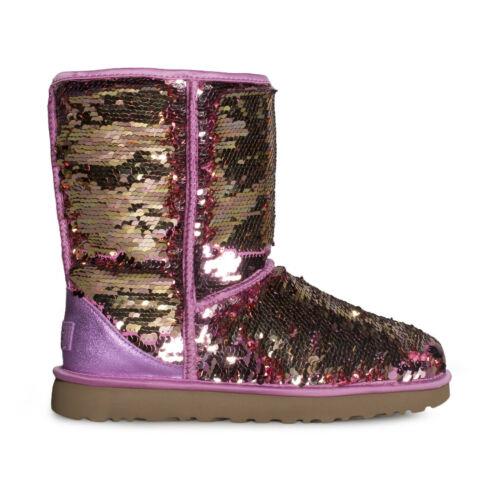 Ugg Classic Short Sequin Pink Fashion Sparkle Women`s Boots Size US 5/UK 3