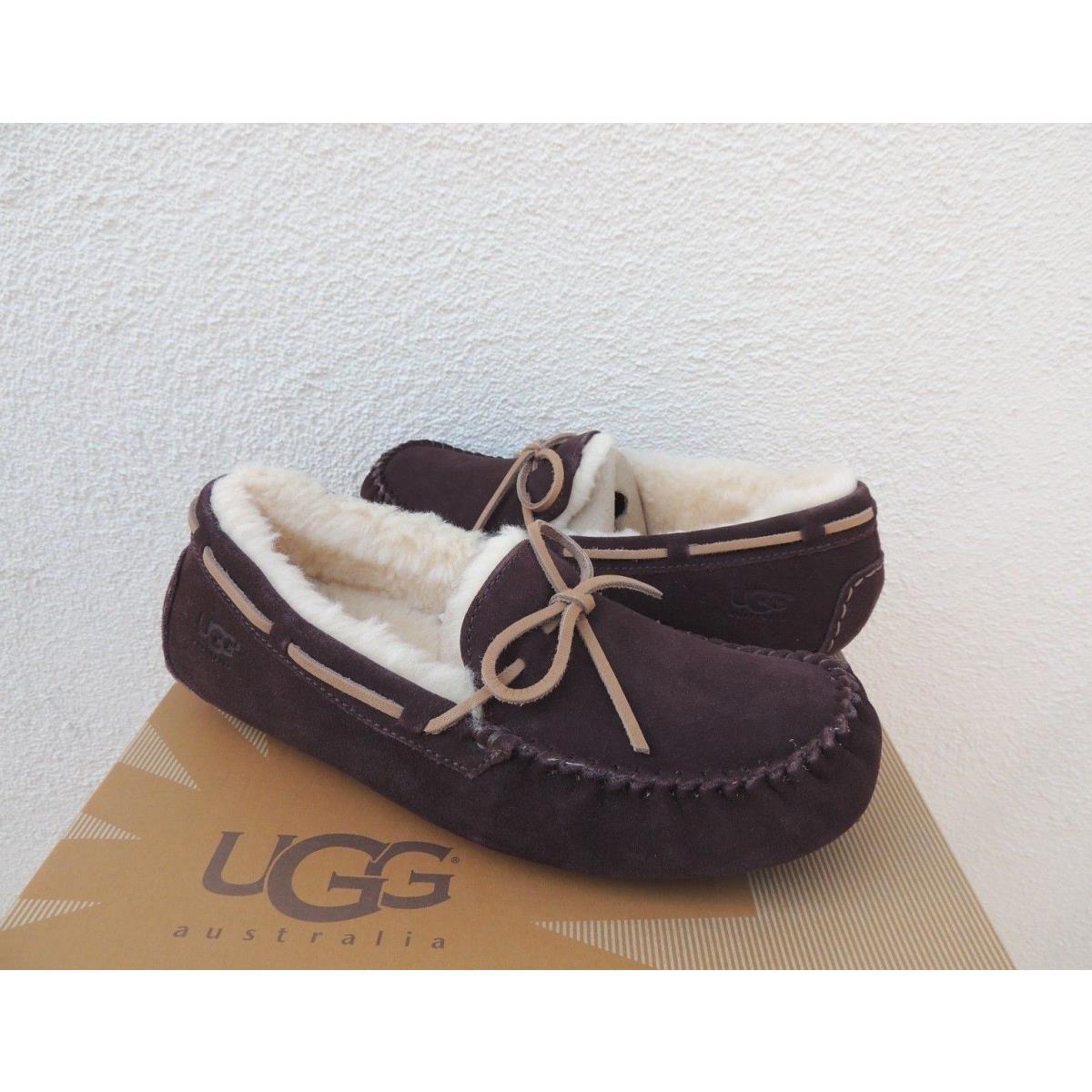 Ugg Olsen Espresso Suede/ Sheepwool Moccasin Slippers Men US 14/ Eur 48.5