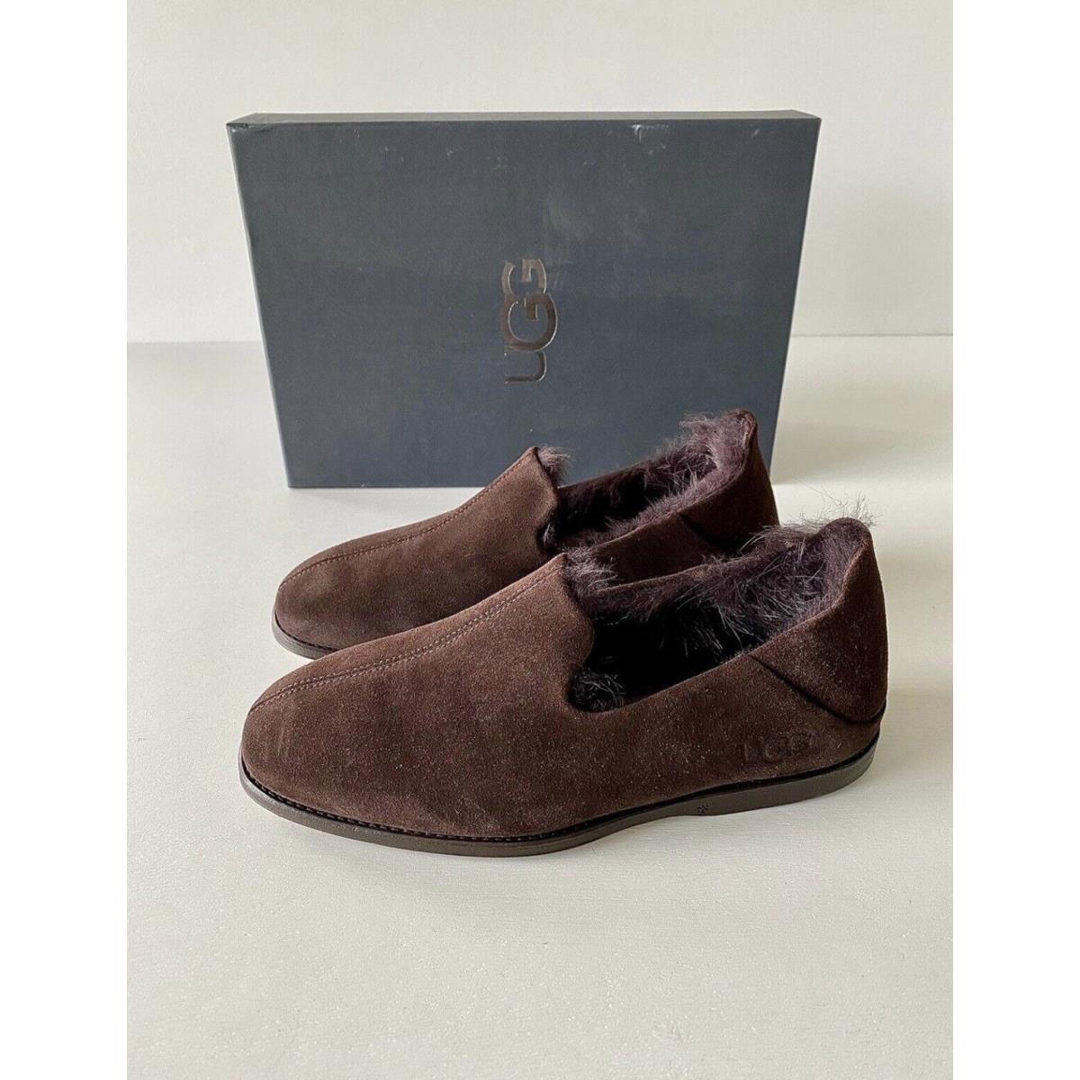 Ugg Chateau Suede Shearling Lined Slippers Stout Brown Womens Size 5