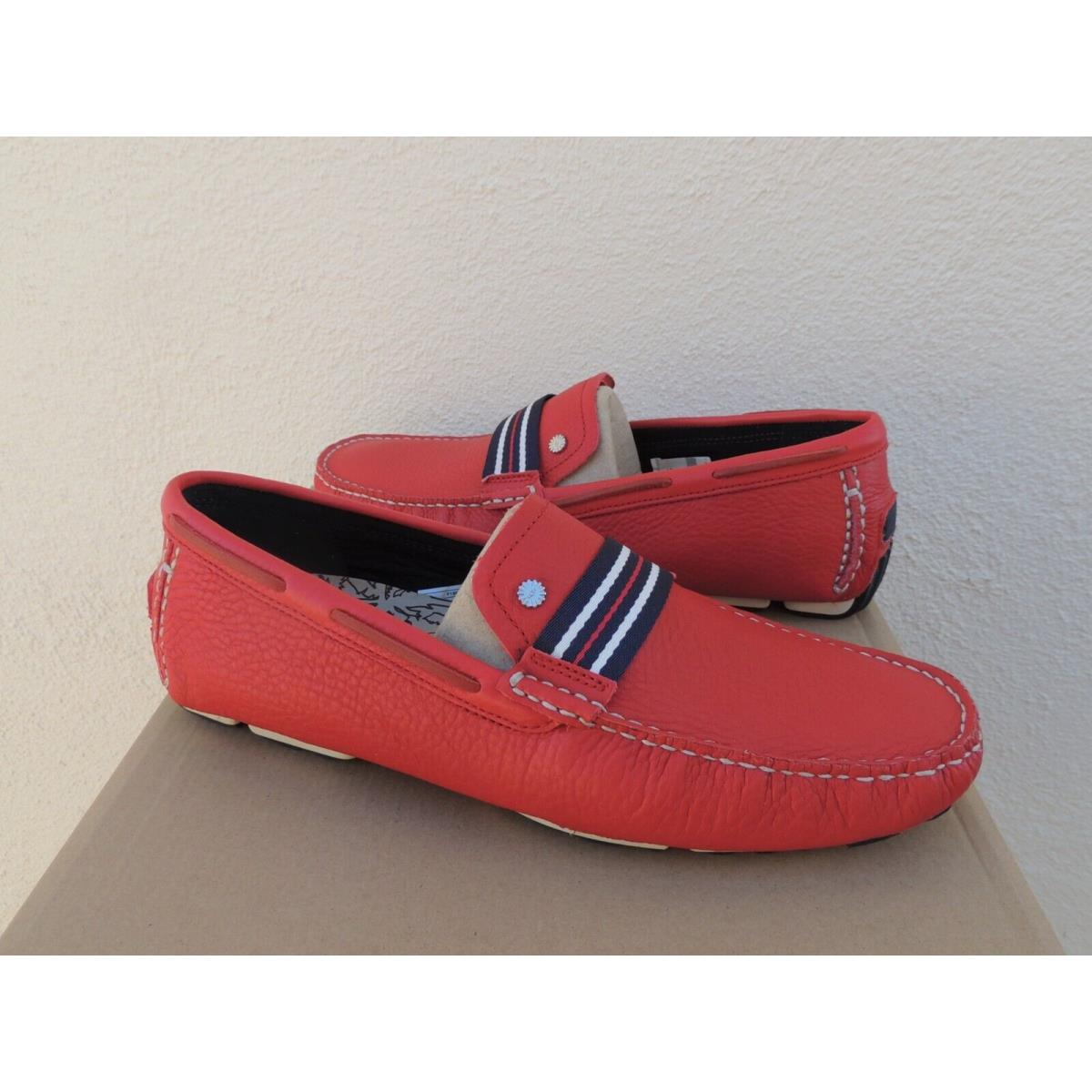 Ugg Bel Air Woven Slip-on Red Leather Driving Loafers Men US 11.5/ Eur 45