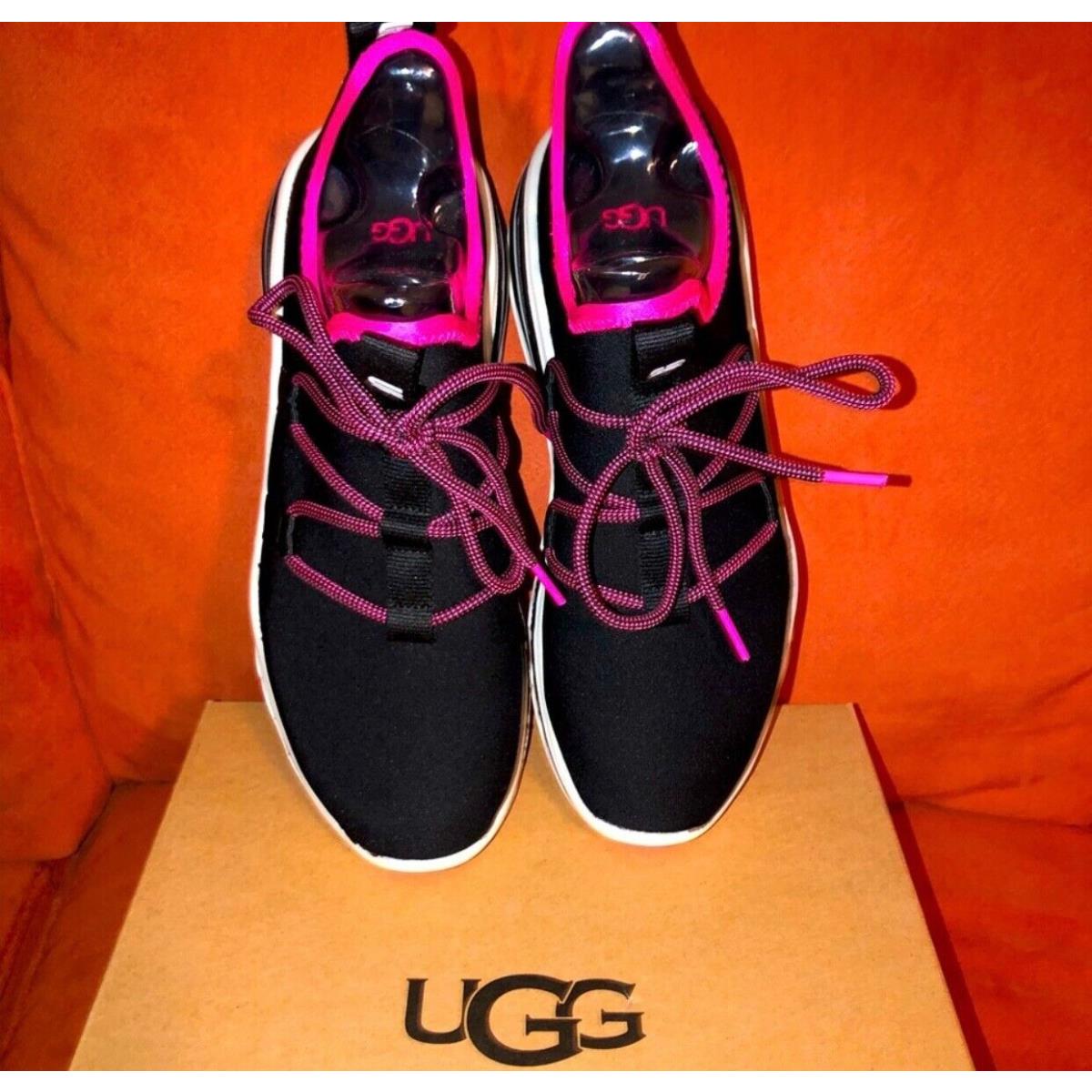 Ugg Women Sneakers Black and Pink Trim Size 10