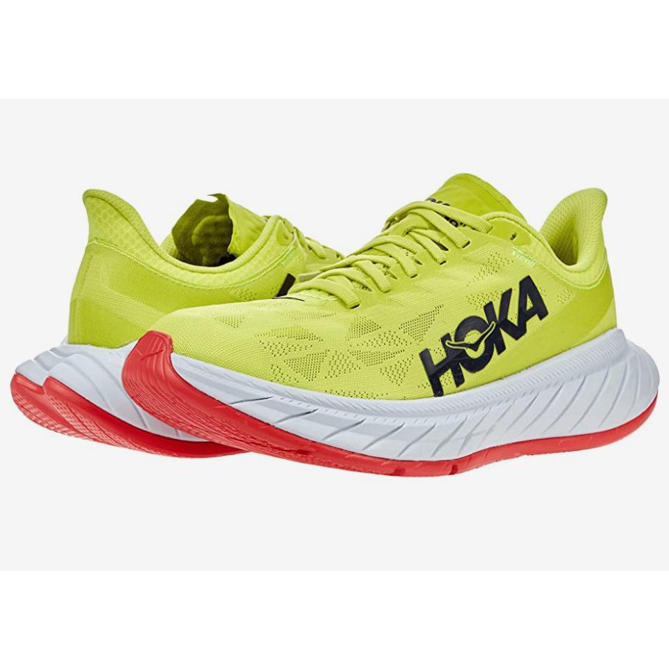 Hoka One One Carbon X 2 Womens Lightweight Lace-up Sneakers Yellow Multi Size 10