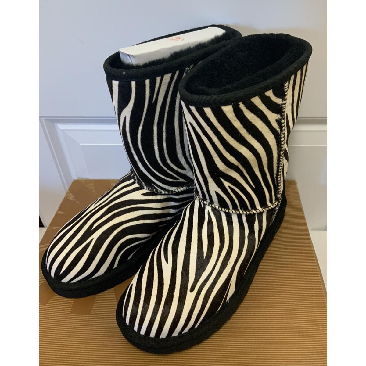 Ugg Australia Classic Short Exotic Zebra Print Sheepskin Boots Flat 7