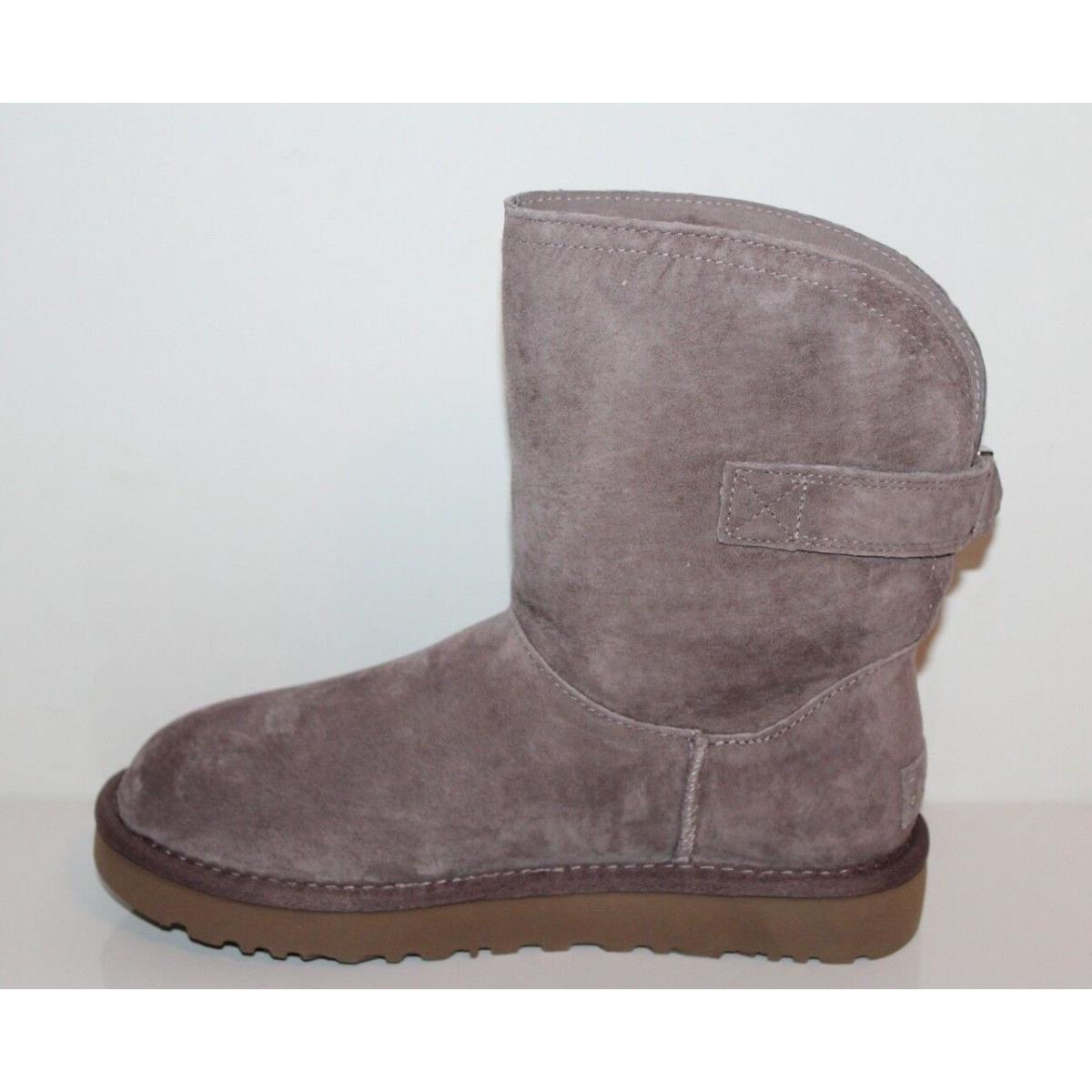 Ugg Australia 1092709 GR 6 Remora Bucklet Leather Ankle Sheepskin Boots Grey 6