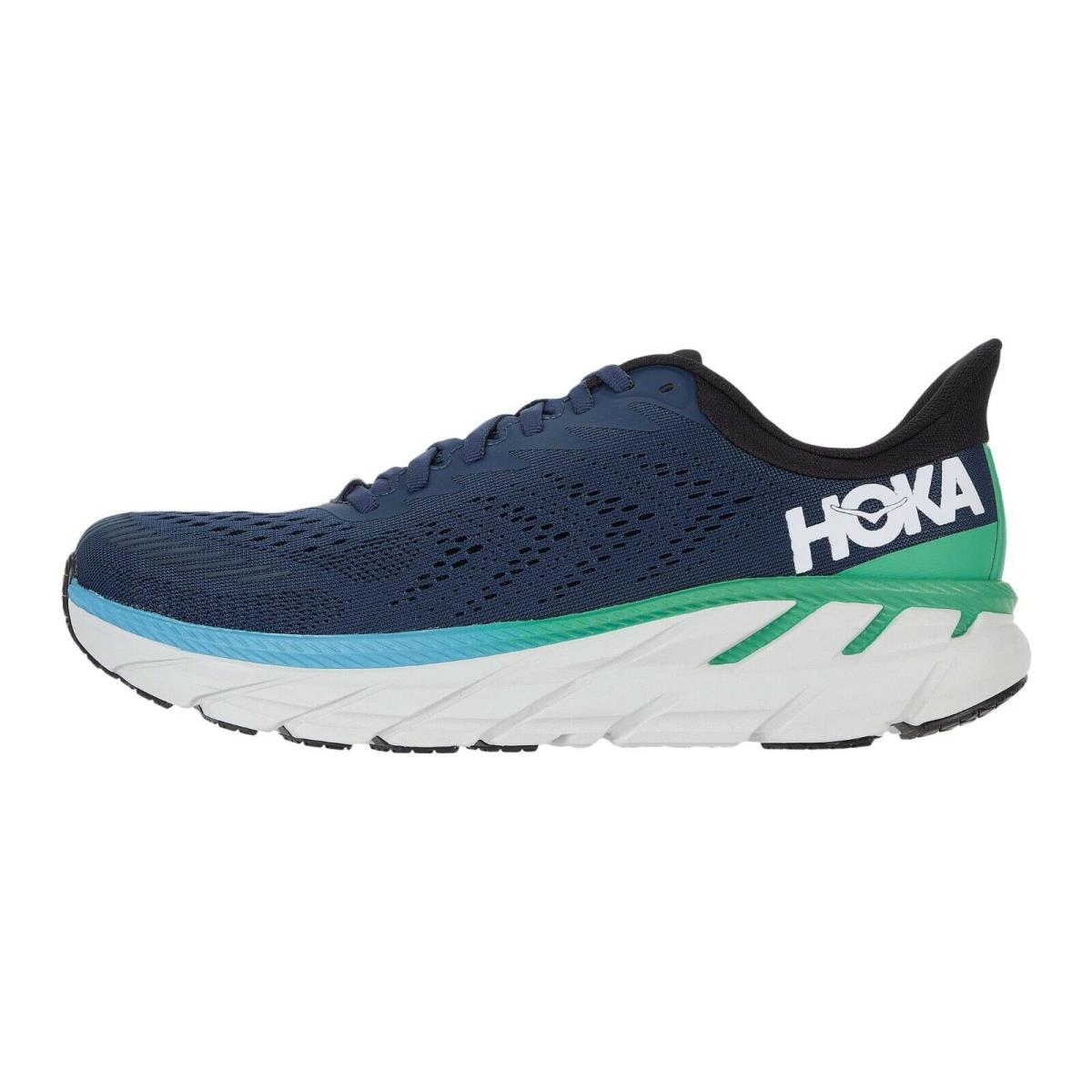 Hoka One One Clifton 7 Men`s Lightweight Lace-up Sneakers Blue Mesh Size 10 EE