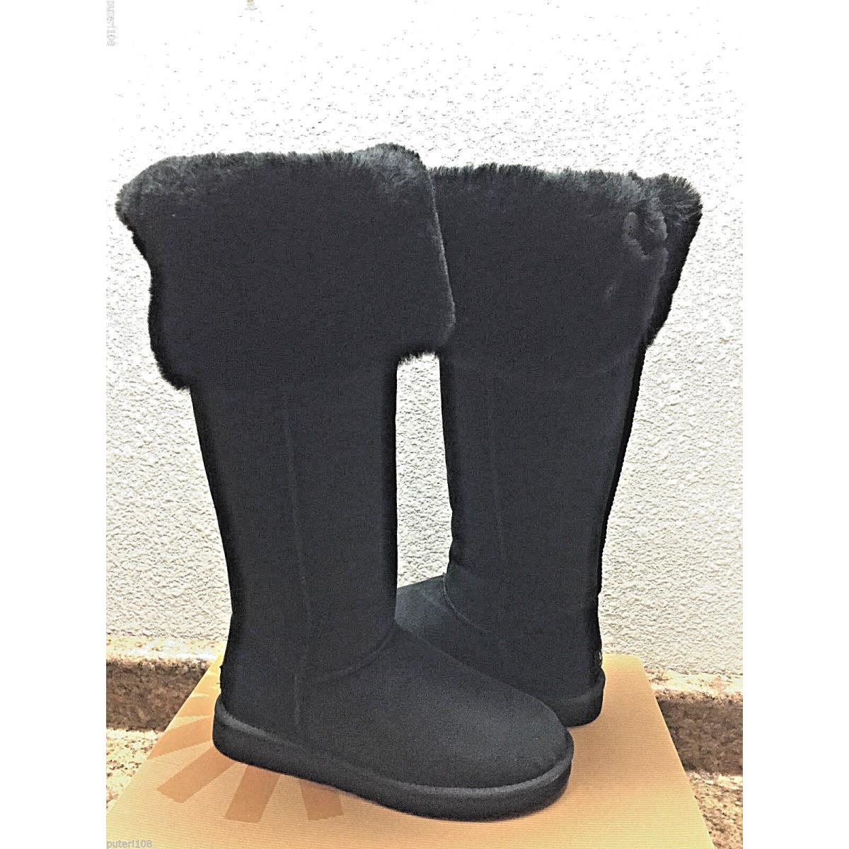 Ugg Over The Knee Bailey Button Black Shearling Lined US 9 / EU 40 / UK 7.5