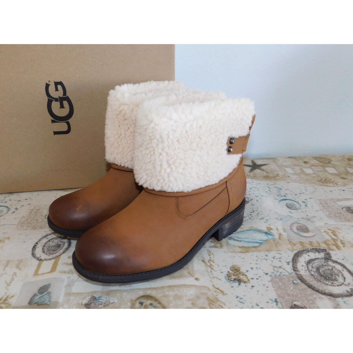 Womens Size 5.5 Chestnut Ugg Aldon Leather Sheepskin Cuffable Boots 1017486