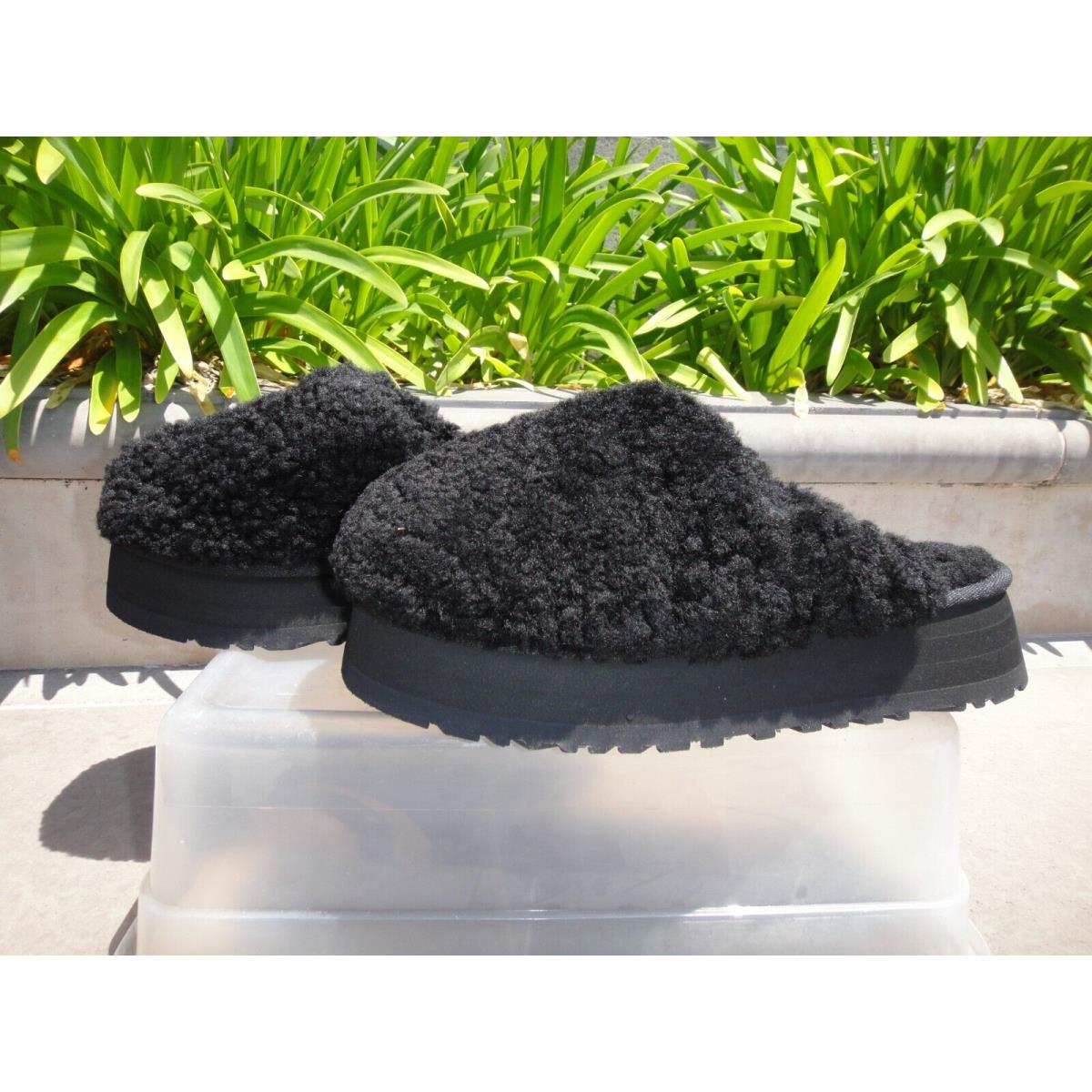 Ugg Maxi Curly Rshearling Platform Clog Style Comfy Black Slip on Wmn`s Sz US7M