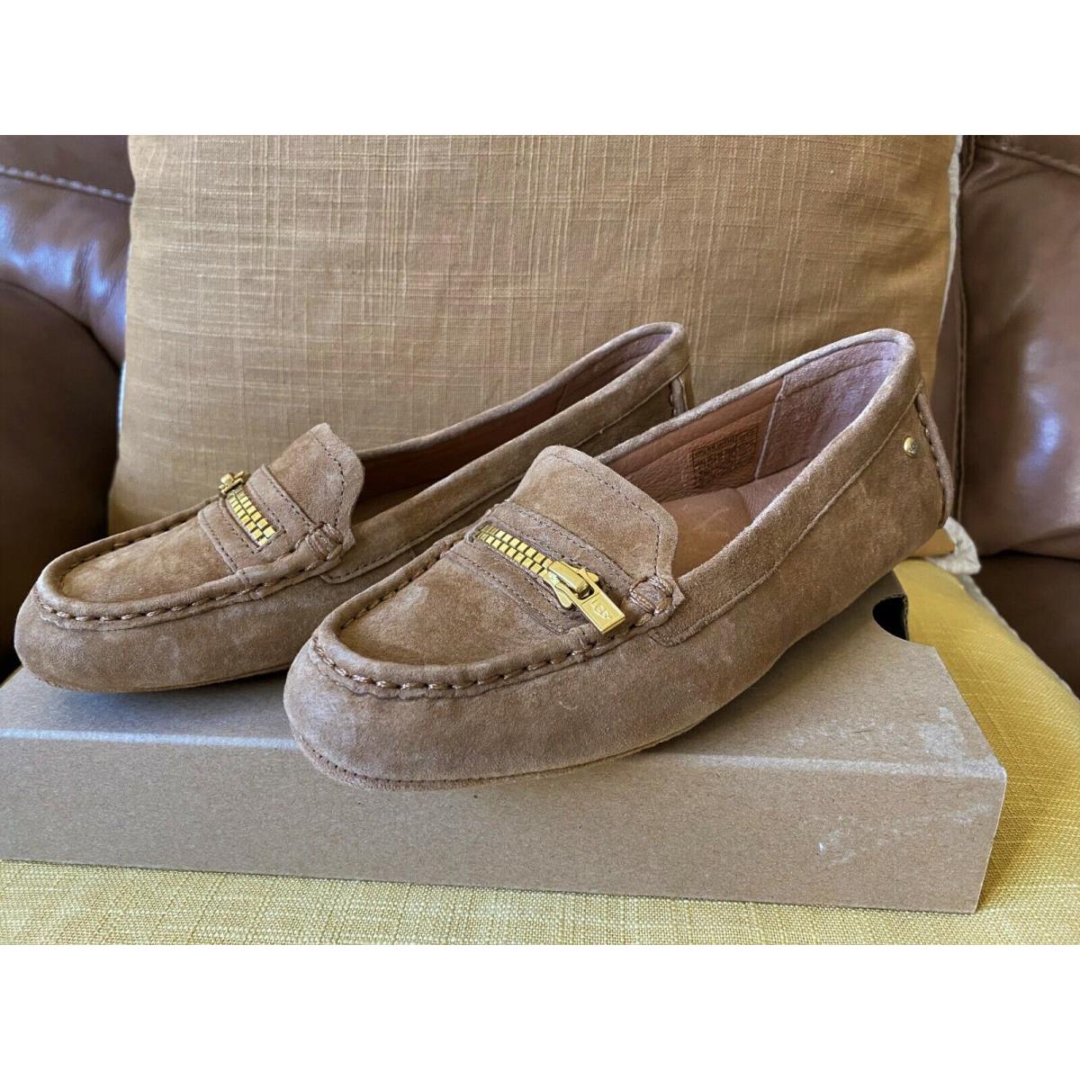 Ugg Davina Silkee Suede Loafers Chestnut Size 6