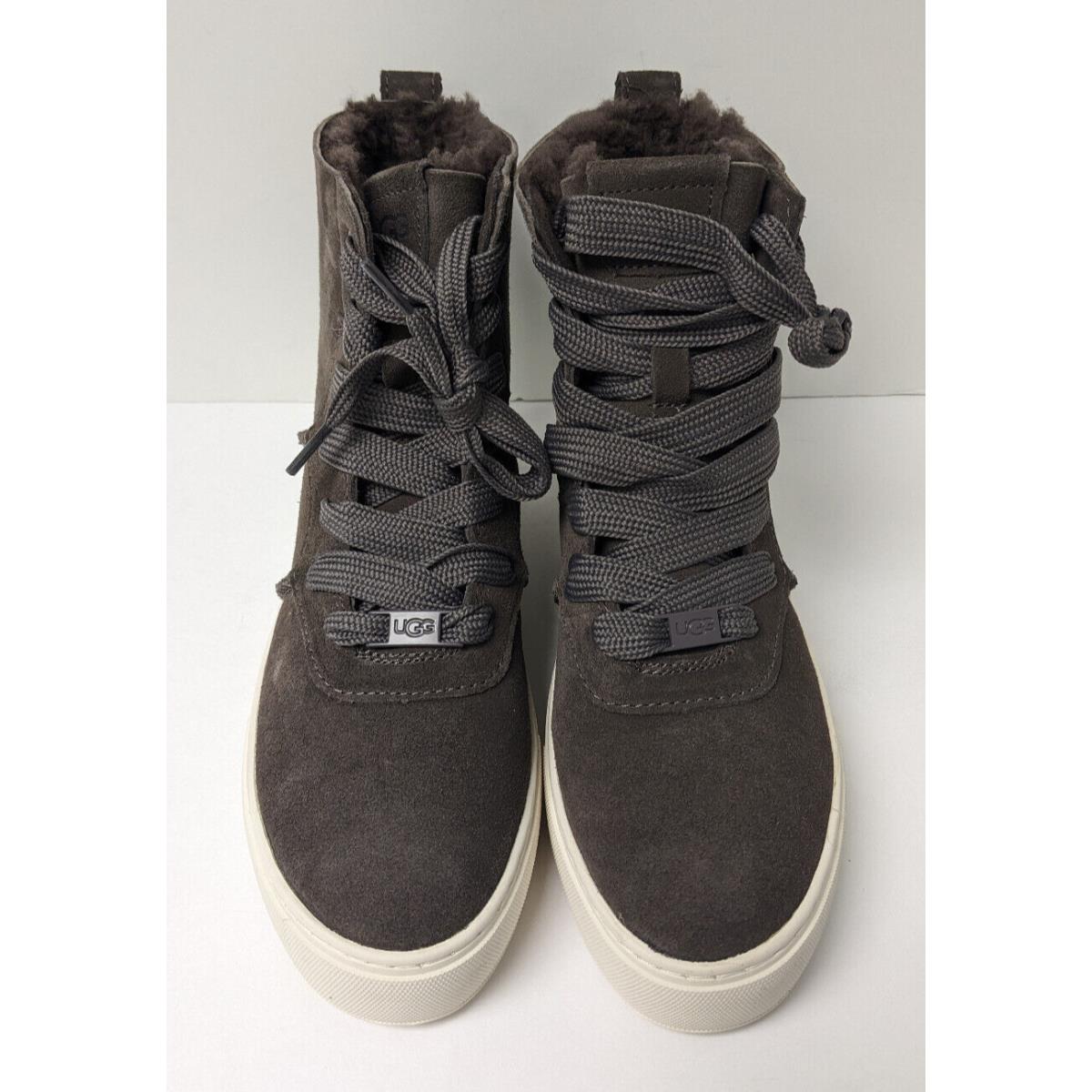 Ugg Cirsium Sheepskin High Top Sneakers Grey Suede Women`s 6.5 M