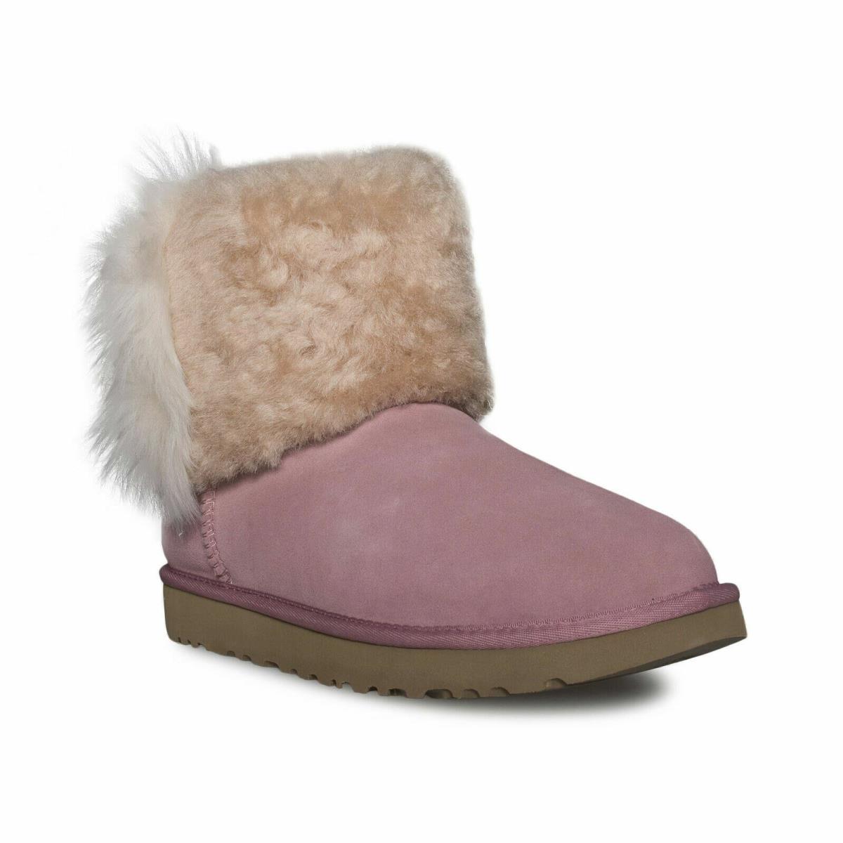 Ugg Classic Mini Wisp Pink Dawn Sheepskin Cuff Womens Boots Size US 9/UK 7.5