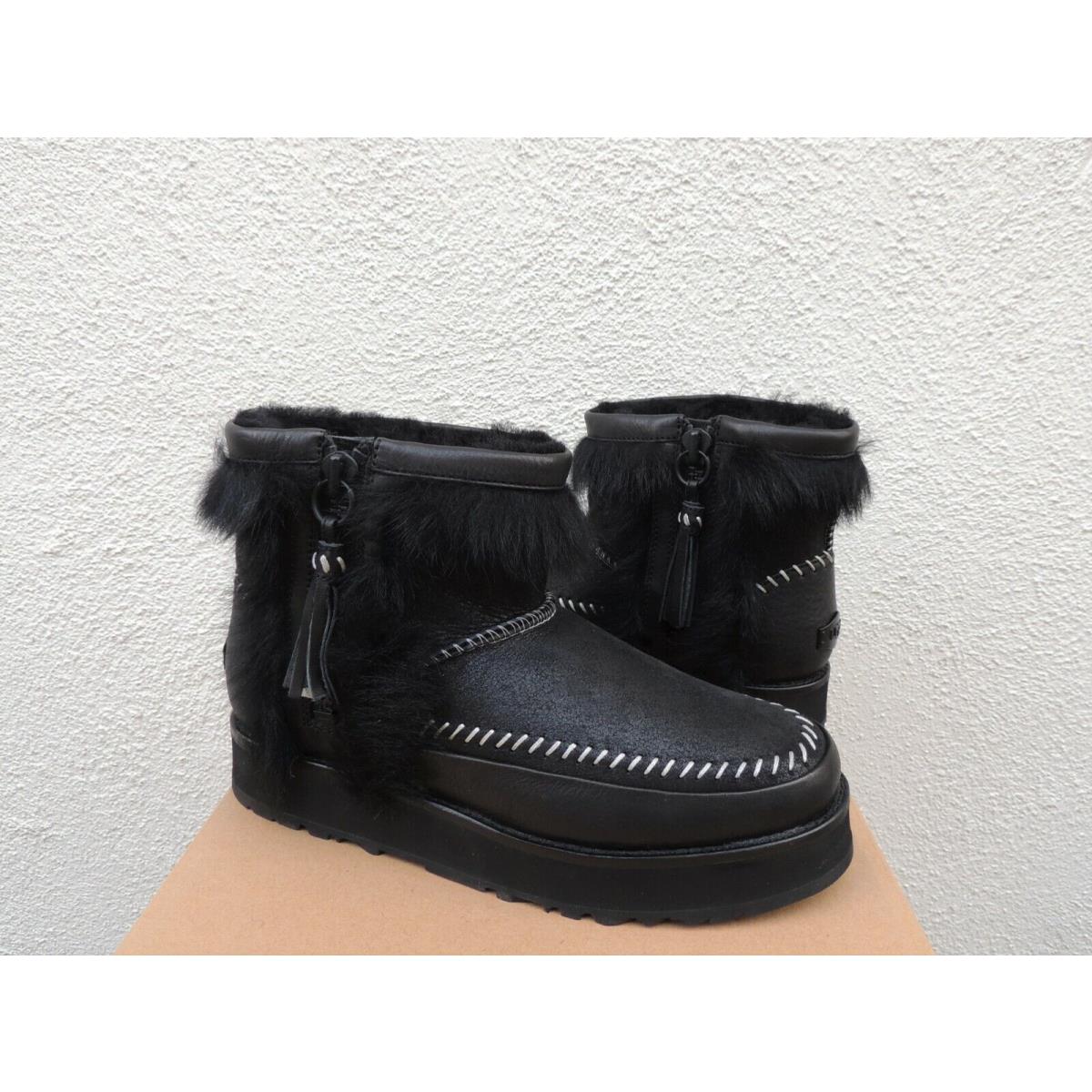 Ugg Black Bomber Fluff Punk Toscana Sheepskin Boots Women US 7/ Eur 38