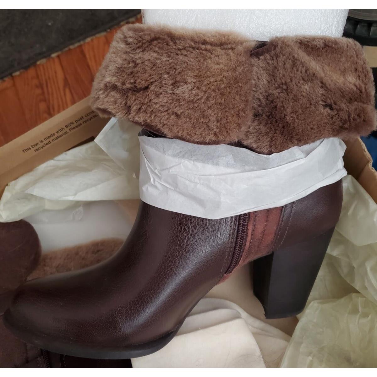 Ugg Jayne 1013803 Women`s Sheepskin Buckle Fur Ankle Boots Size 10 Brown