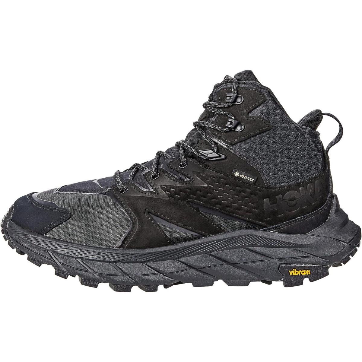 Hoka Men`s Anacapa Mid Gore-tex Hiking Boots Waterproof Sneakers Black Size 12.5 - Black