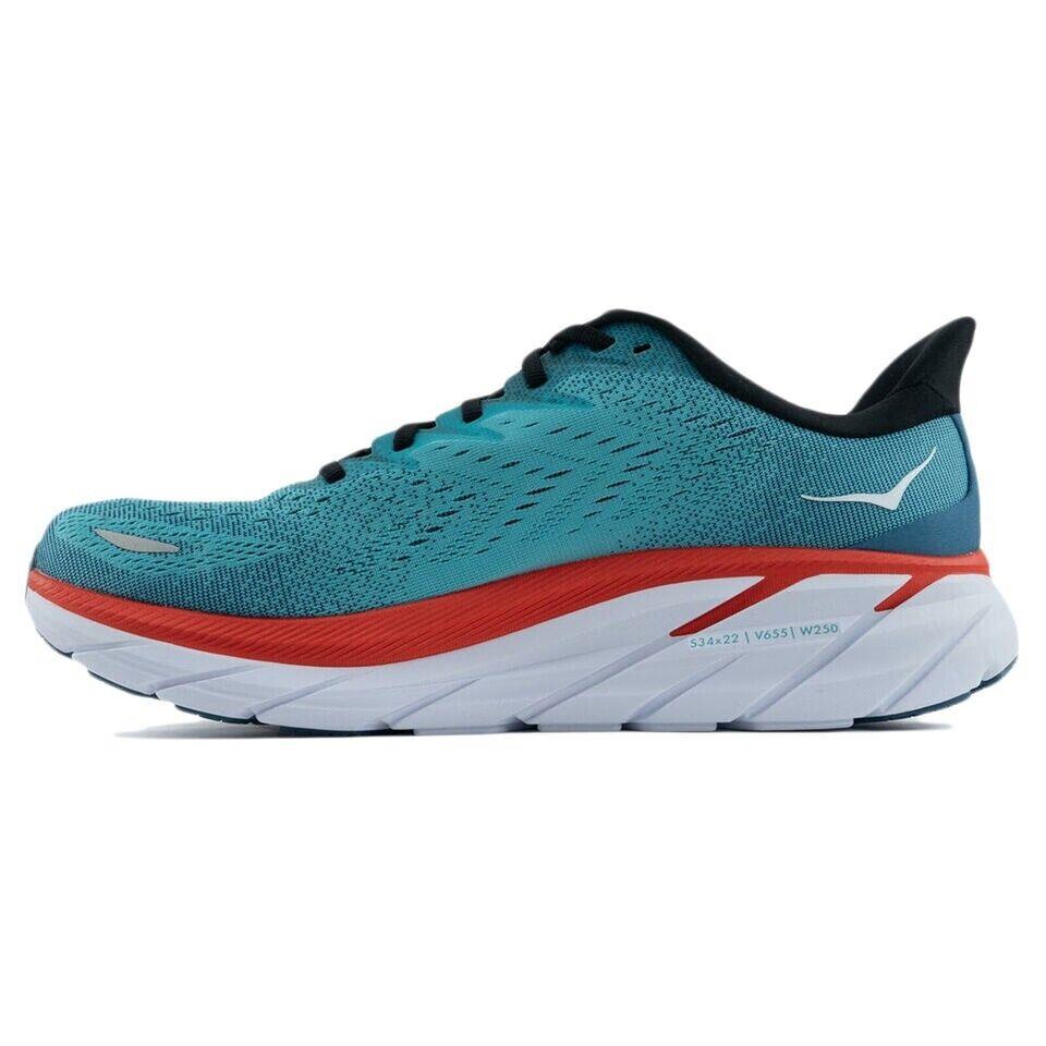 Hoka One One Men`s Clifton 8 Real Teal/aquarelle Rtar Size 9.5 D