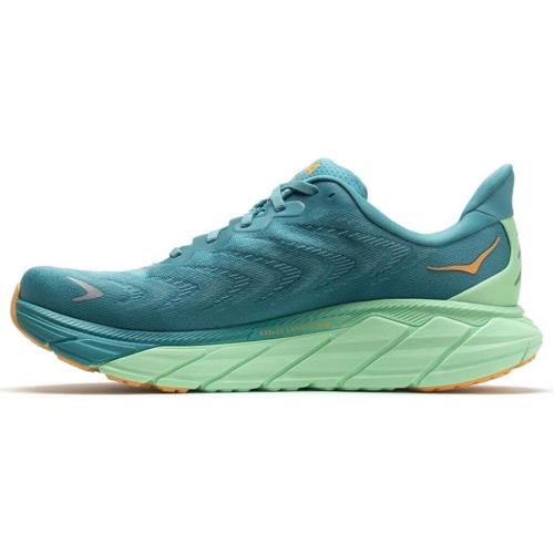 Hoka One One Mens Arahi 6 Textile Ocean Mist Lime Glow Trainers 9.5 US - Green